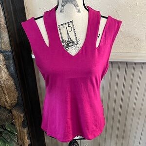 Boston Proper Fuchsia Cutout Tank Top